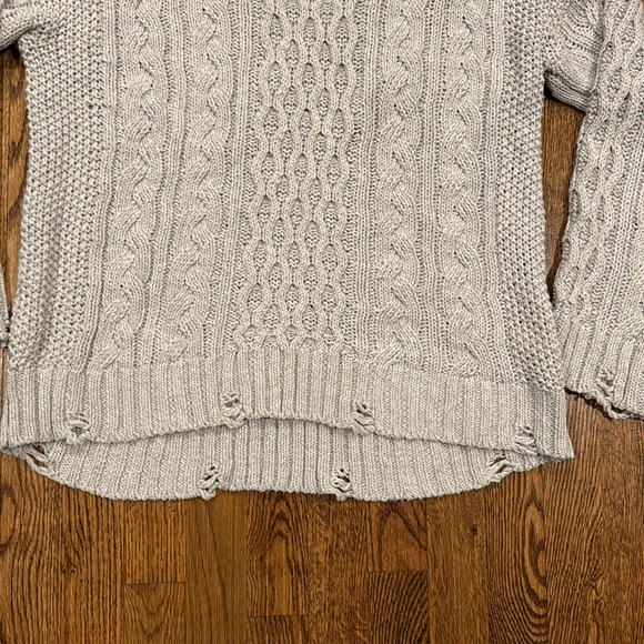 Princess Polly light gray mock neck cotton  cable knit sweater size M/L - Picture 3 of 6